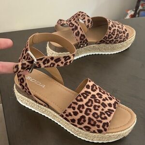 Soda Women's Leopard Espadrille Sandals